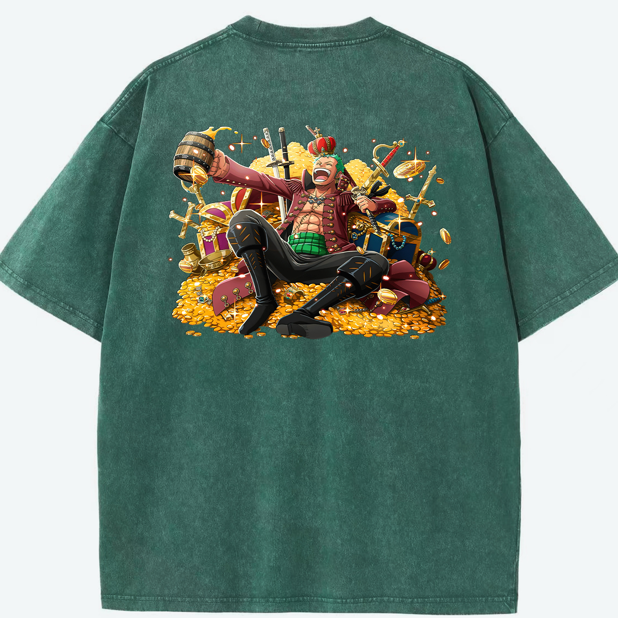 ワンピース ロロノア・ゾロ ONE PIECE Roronoa Zoro 綿100% ヴィンテージ風 半袖Tシャツ（背面プリント）